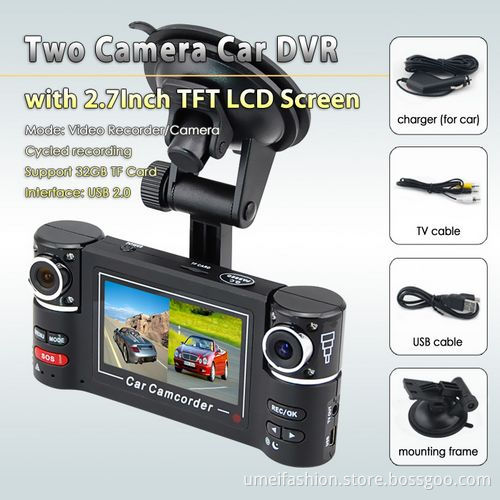2.7 inch Dual lens IR Car Vehicle Dash Dashboard Camera DVR